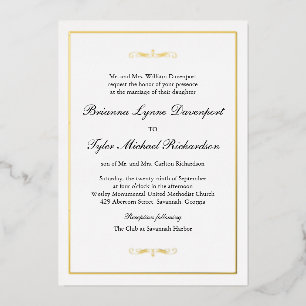 Klassische einfache elegante Hochzeit Folieneinladung