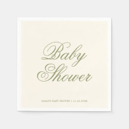 Klassische einfache elfenbeinfarbene grüne Babypar Serviette