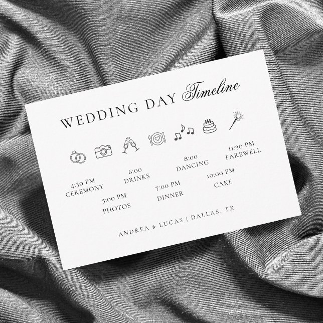 Klassische einfache Hochzeitstagsreihenfolge Begleitkarte (Von Creator hochgeladen)