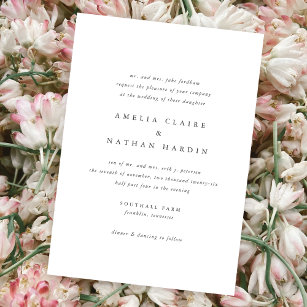 Klassische, einfache Minimal-Elegant-Art Hochzeit Einladung