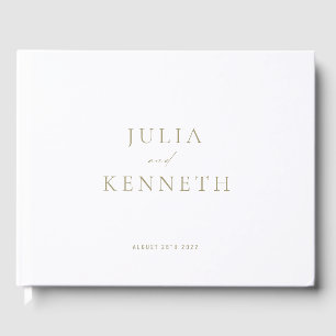 Klassische einfache minimalistische goldene und we gästebuch