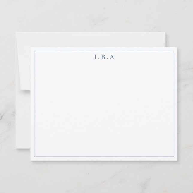 Klassische einfache Navy Blue 3 Monogram Border Li Mitteilungskarte (Vorderseite)
