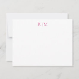 Klassische einfache rosa-Monogramm-Note-Karte Mitteilungskarte