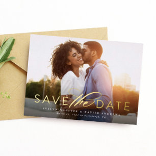 Klassische einfache Save-the-Date-Karte mit einem Folieneinladung
