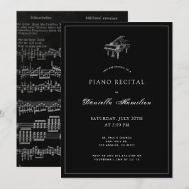 Klassische Einfache schwarze Piano-Erwägung Einlad Einladung