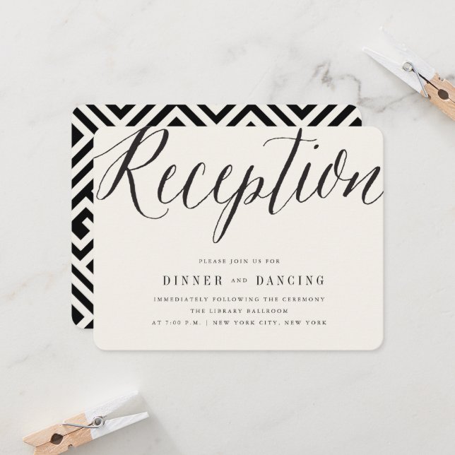 Klassische, einfache Skripte Moderne Hochzeitsempf Einladung (Vorderseite/Rückseite Beispiel)