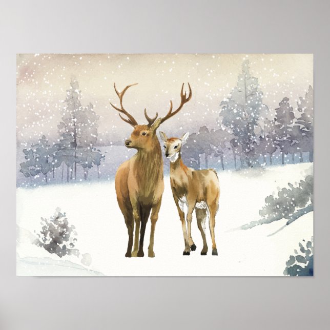 Klassische, einfache Weihnachtswasserrinder Poster (Vorne)