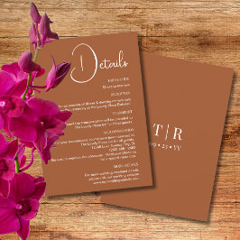Klassische Einfachheit Terracotta Hochzeit Details Begleitkarte