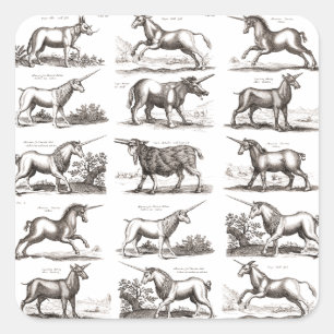 Klassische Einhorn Antike Mythische Magische Kreat Quadratischer Aufkleber