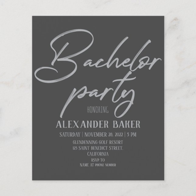 Klassische Einladung zur Bachelor Party. Flyer (Vorne)
