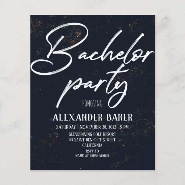 Klassische Einladung zur Bachelor Party. Flyer (Vorne)