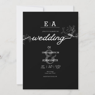 Klassische, einzigartige Schwarz-Weiß-Hochzeit Einladung