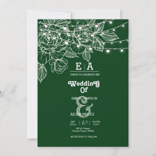Klassische, einzigartige Smaragdgrüne Hochzeit Einladung