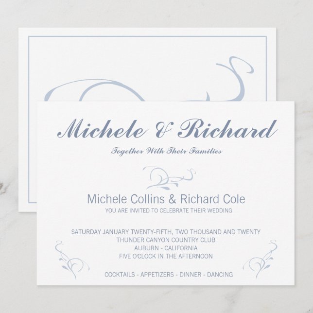 Klassische Elegance Hochzeit Einladung (Vorne/Hinten)