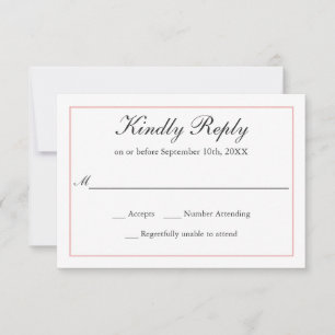 Klassische Elegance Hochzeit RSVP Blush Border Karte