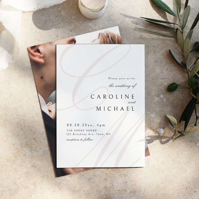 Klassische Elegance-Kalligrafie-Monografie Einladung (Classic Elegance calligraphy monogram wedding Invitation)