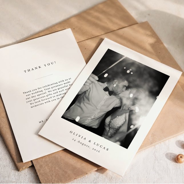 Klassische Elegance Schwarz-Weiß-Hochzeit Dankeskarte (Von Creator hochgeladen)