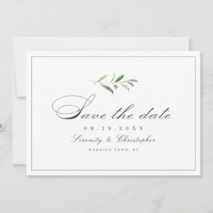 Klassische Elegance Script Einfache Grüne Rett D Save The Date