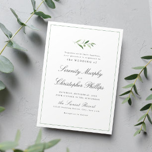 Klassische Elegance Script Einfache Hochzeit im Gr Einladung