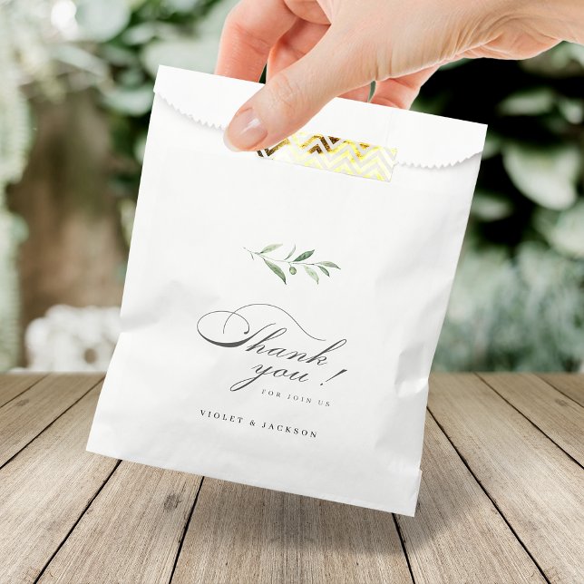 Klassische Elegance Script Einfache Hochzeit im Gr Geschenktütchen (Classic Elegance Script Simple Greenery Wedding Favor Bag)