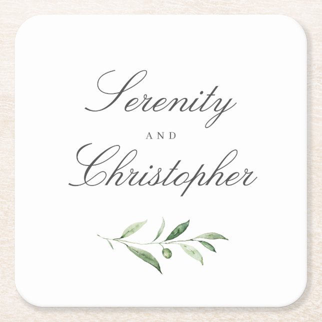 Klassische Elegance Script Einfache Hochzeit im Gr Rechteckiger Pappuntersetzer (Vorderseite)