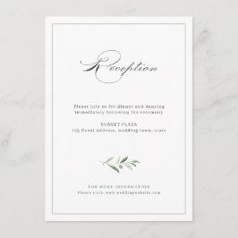 Klassische Elegance Script Greenery Hochzeitsempfa Begleitkarte