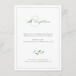Klassische Elegance Script Greenery Hochzeitsempfa Begleitkarte