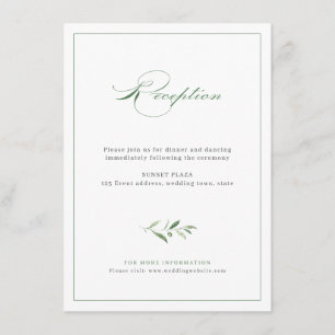 Klassische Elegance Script Greenery Hochzeitsempfa Begleitkarte