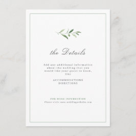 Klassische Elegance Script Greenery Wedding Detail Begleitkarte