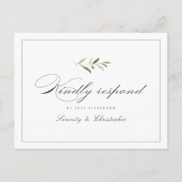 Klassische Elegance Script Grüne Hochzeit RSVP Inv Einladungspostkarte