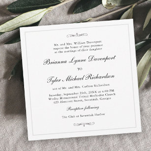 Klassische Elegance Square Hochzeit Einladung