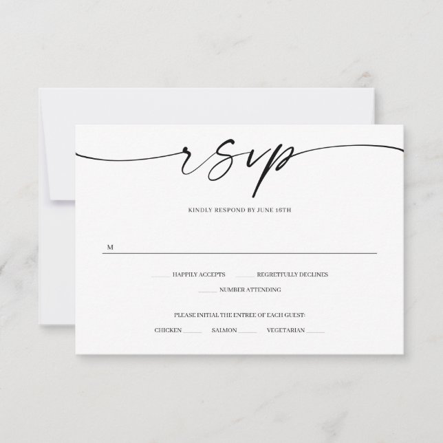 Klassische Elegance Wedding RSVP Card mit Foto (Vorderseite)
