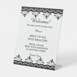 Klassische Elegant Black Lace Wedding Safety Sockelschild