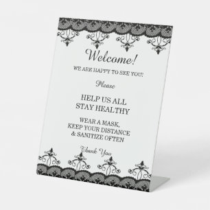 Klassische Elegant Black Lace Wedding Safety Sockelschild