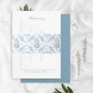 Klassische Elegant Blauer und Weiße Blumen Toile Einladungsbanderole