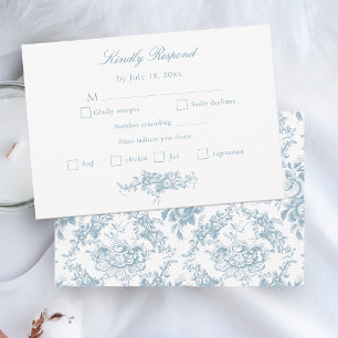 Klassische Elegant Blauer und Weiße Blumen Toile RSVP Karte