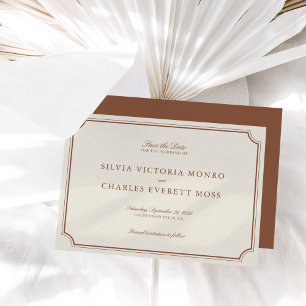 Klassische Elegant Brown & Ecru Wedding Save the D