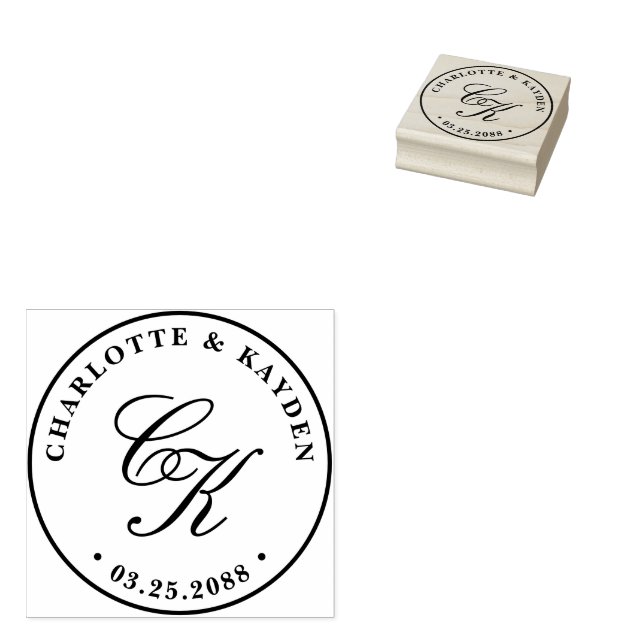 Klassische Elegant-Entwine-Script-Hochzeit Monogra Gummistempel (Stempel)