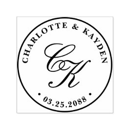 Klassische Elegant-Entwine-Script-Hochzeit Monogra Permastempel