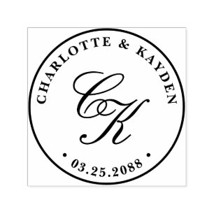 Klassische Elegant-Entwine-Script-Hochzeit Monogra Permastempel