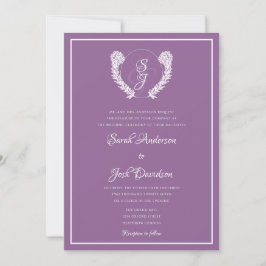 Klassische Elegant Floral Monogram Lavender Weddin Einladung