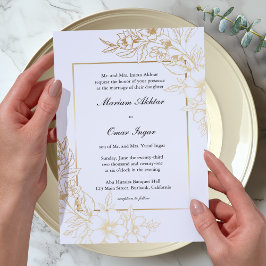 Klassische Elegant Gold Floral Islamische Hochzeit Einladung