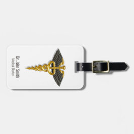 Klassische Elegant Medical Gold Caduceus Black Win Gepäckanhänger
