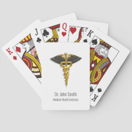 Klassische Elegant Medical Gold Caduceus Black Win Spielkarten