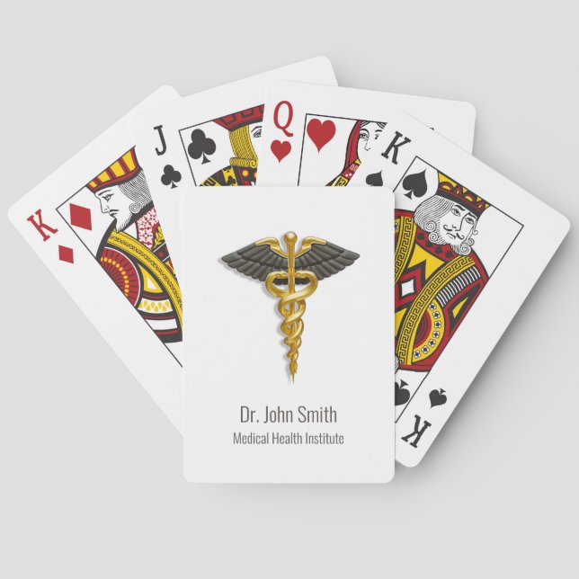 Klassische Elegant Medical Gold Caduceus Black Win Spielkarten (Rückseite)