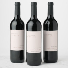 Klassische Elegant Minimal Blush Typografie Taufe Weinetikett