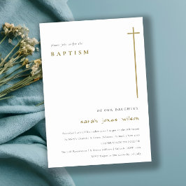 Klassische Elegant Minimal Gold Typografie Taufe Einladung