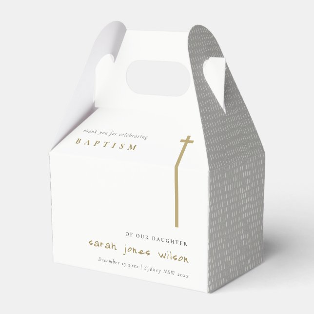 Klassische Elegant Minimal Gold Typografie Taufe Geschenkschachtel (Vorderseite)