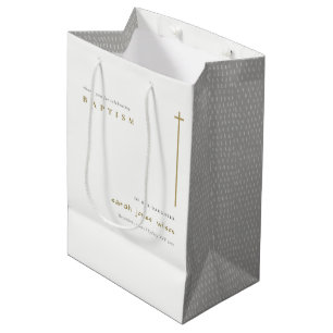 Klassische Elegant Minimal Gold Typografie Taufe Mittlere Geschenktüte