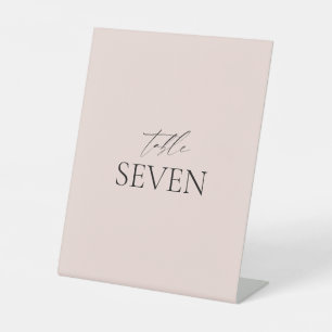 Klassische Elegant Soft Pink Wedding Tischnummer Sockelschild